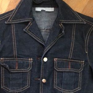 Dark denim top with contrast stitching